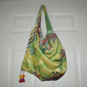 JOHNNY WAS Multi-Color Multi-Pattern Velour Drawstring Bag